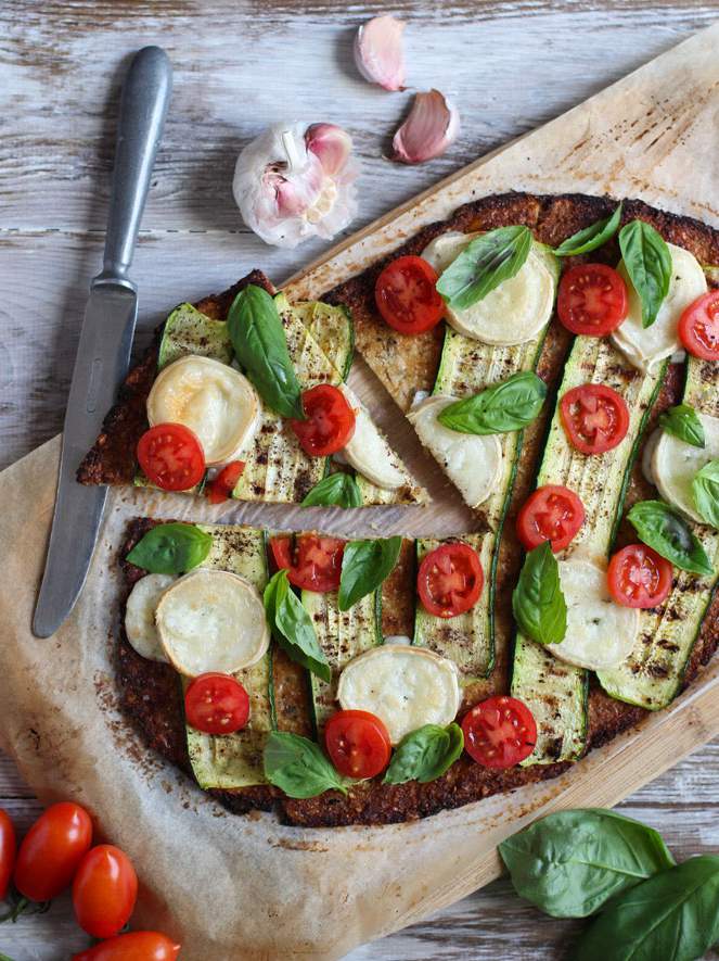 Pizza en masa de coliflor